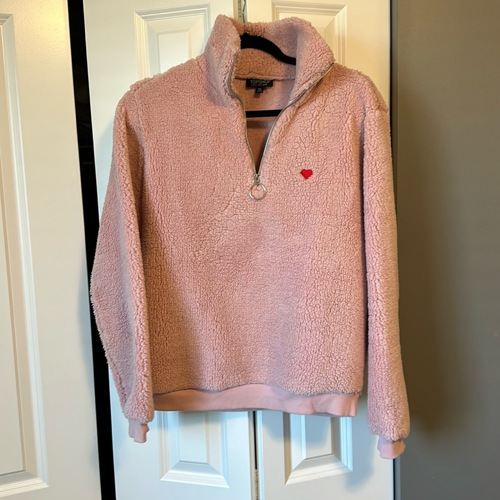 Pink with stitched red heart